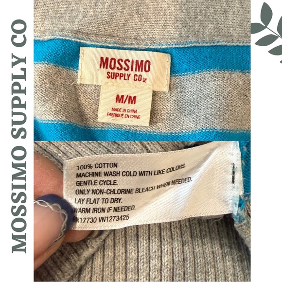Mossimo Striped Cardigan Sweater Blue Grey Cotton Medium - Picture 8 of 8